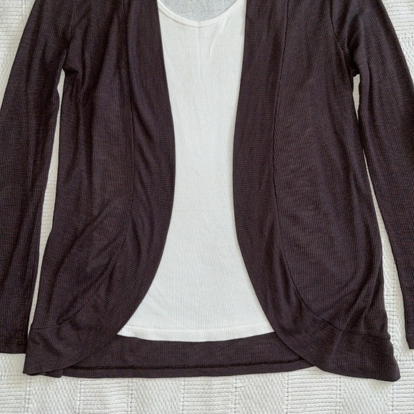 Mudd 90’s Chocolate Brown Ribbed Open Wrap Cardigan Sweater, Size Medium, Soft - Picture 3 of 11